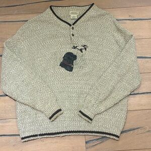 St. John's Bay V-Neck Sweater with Duck & Dog Design